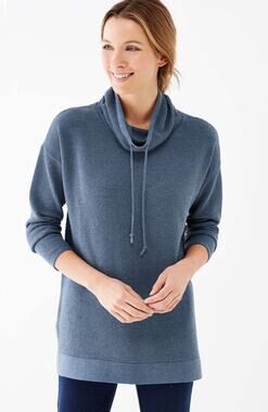 Pure J. Jill Cowl Neck Sweatshirt Pullover Blue Cotton Long Sleeve Women’s Sz S